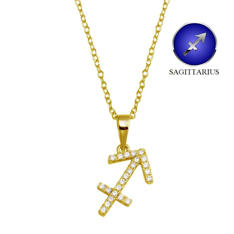 Gold Vermeil Sagittarius CZ Necklace