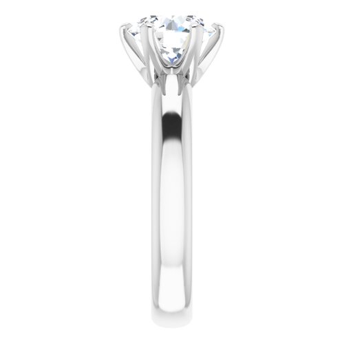 14K White Round Engagement Ring