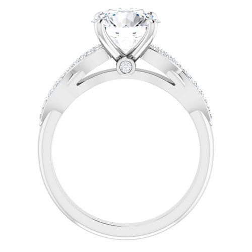 14K White Round Engagement Ring
