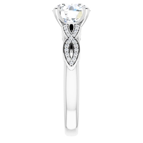 14K White Round Engagement Ring