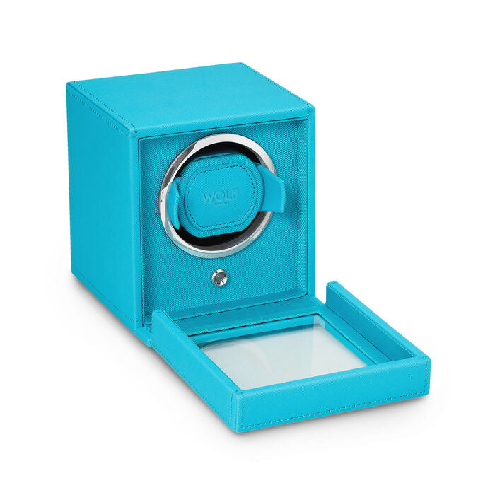 Wolf Design Cub Single Watch Winder with Cover (Tutti Frutti Turquoise)