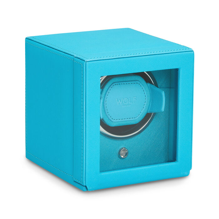 Wolf Design Cub Single Watch Winder with Cover (Tutti Frutti Turquoise)