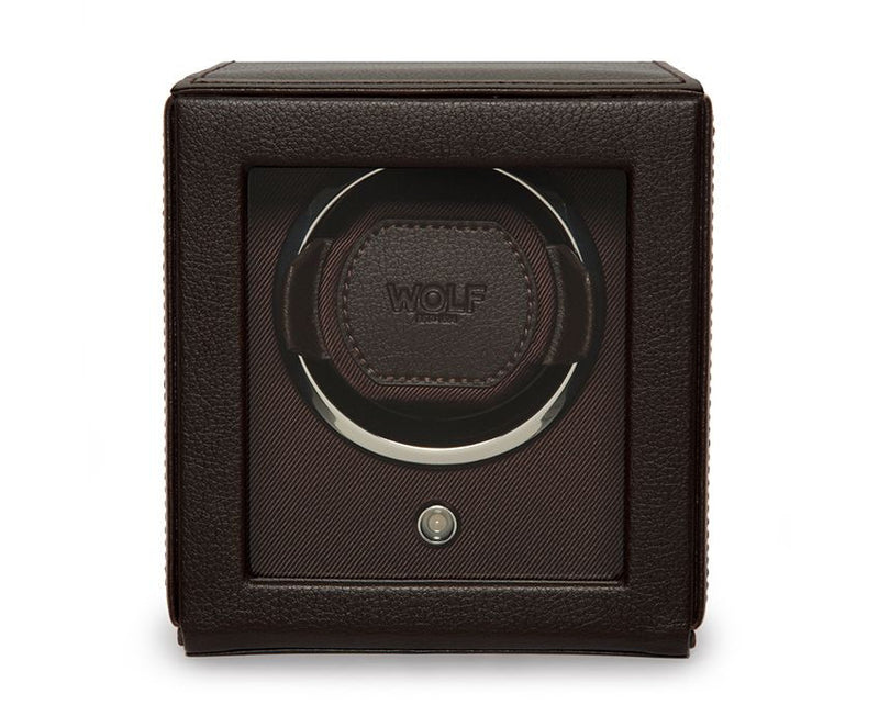 Wolf Design Cub Single Watch Winder with Cover (Brown)