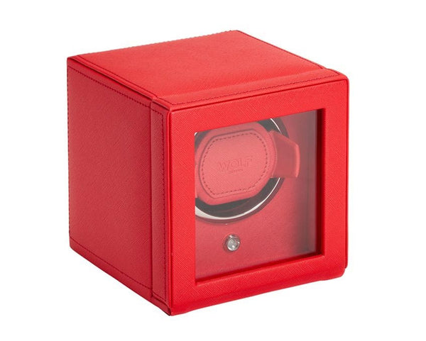 Wolf Design Cub Single Watch Winder with Cover (Tutti Frutti Red)