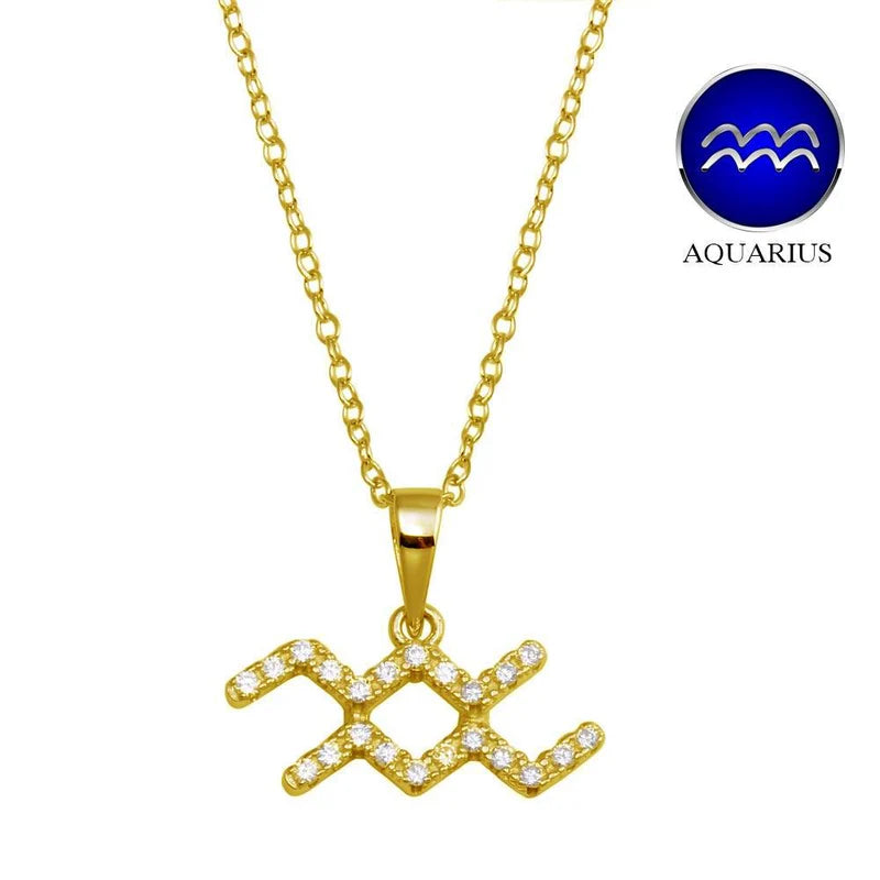 Gold Vermeil Aquarius CZ Necklace