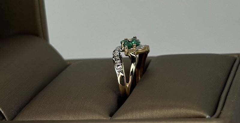 14K Emerald And Diamond Ring