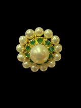 14k Pearl and Emerald Earrings