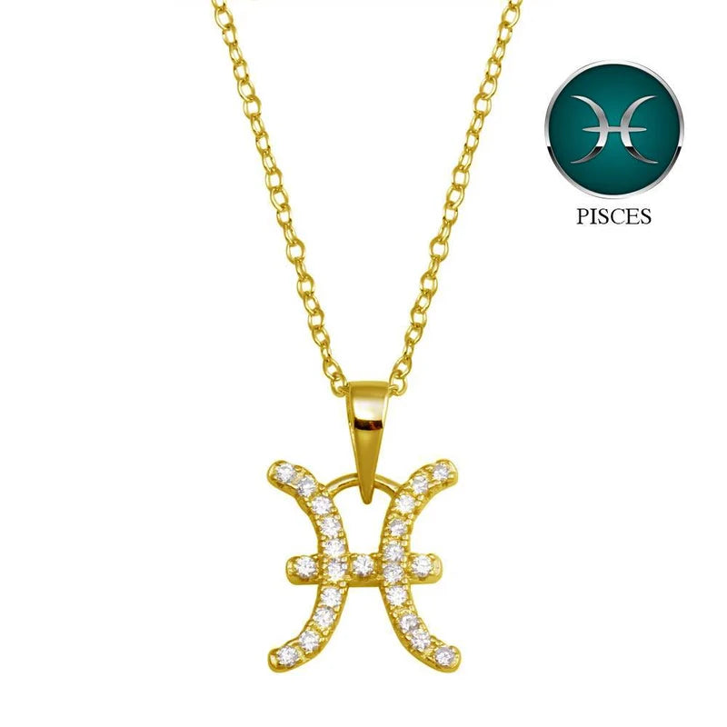 Gold Vermeil Pisces CZ Necklace