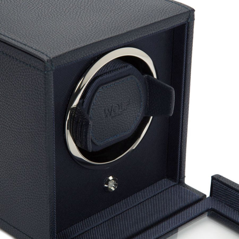 Wolf Design Cub Single Watch Winder with Cover (Navy)