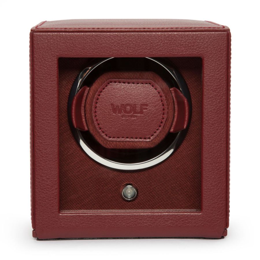 Wolf Design Cub Single Watch Winder with Cover (Bordeaux)