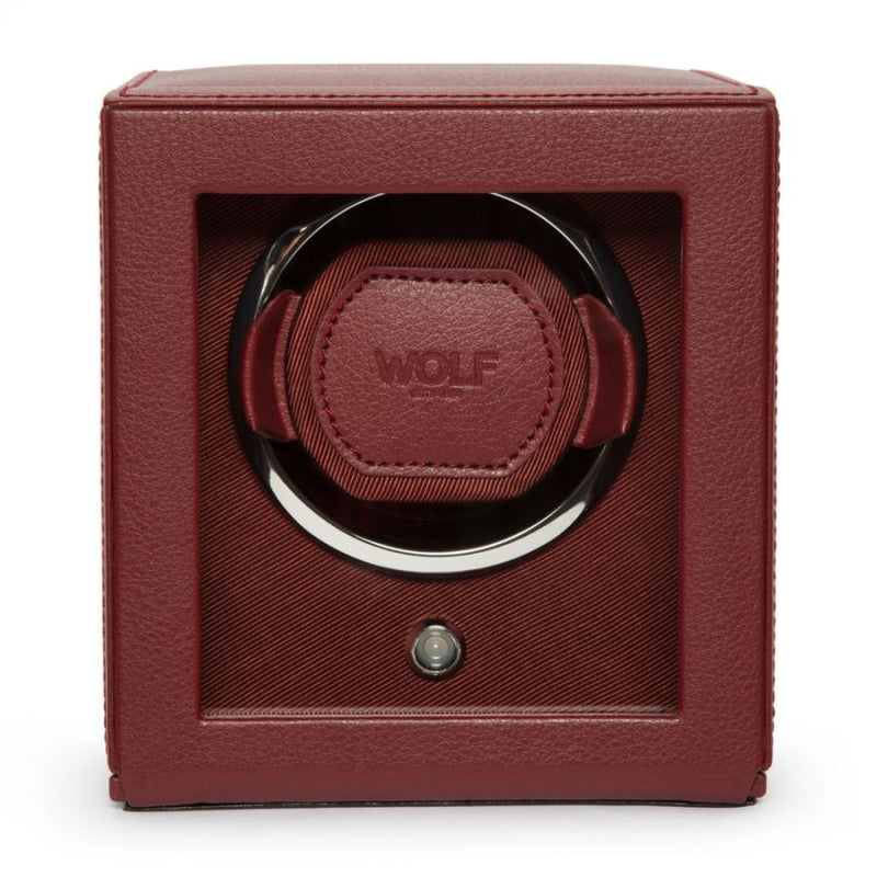 Wolf Design Cub Single Watch Winder with Cover (Bordeaux)