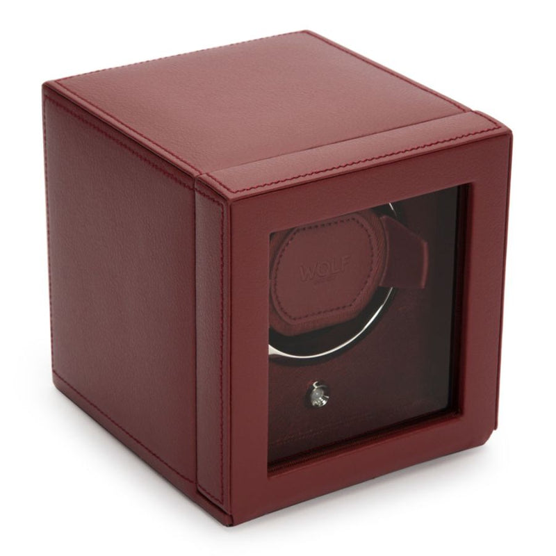 Wolf Design Cub Single Watch Winder with Cover (Bordeaux)