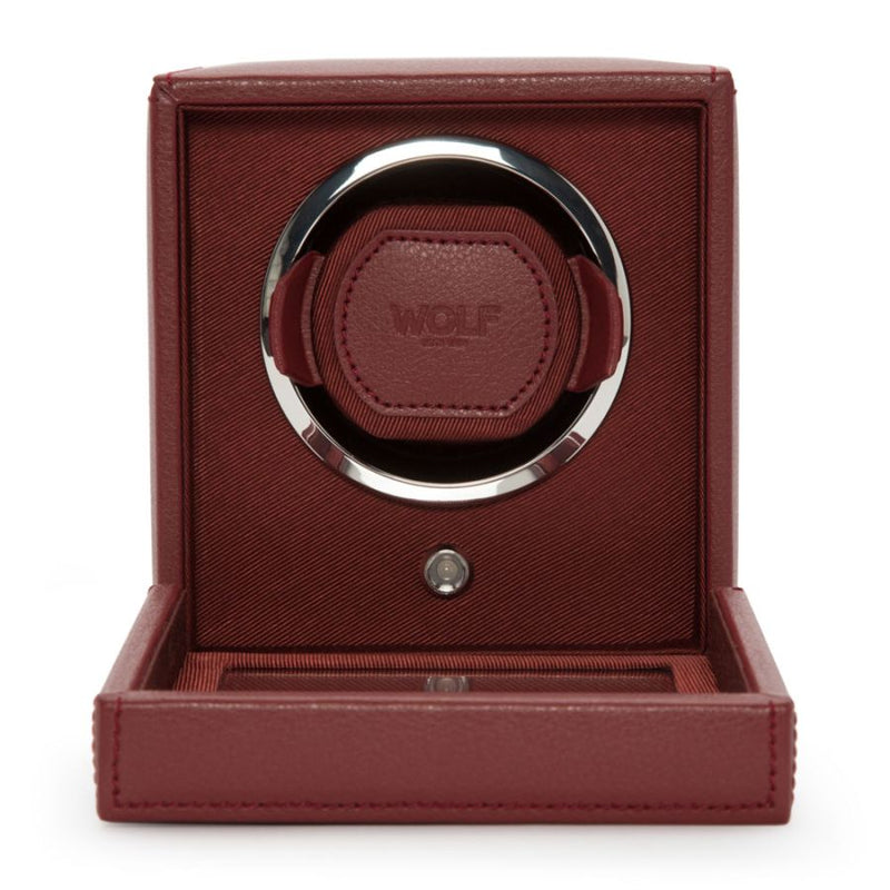 Wolf Design Cub Single Watch Winder with Cover (Bordeaux)