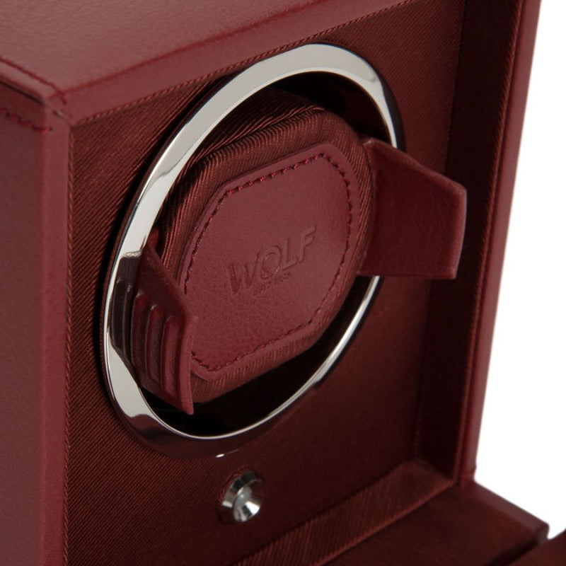 Wolf Design Cub Single Watch Winder with Cover (Bordeaux)