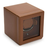 Wolf Design Cub Single Watch Winder with Cover (Cognac)