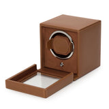 Wolf Design Cub Single Watch Winder with Cover (Cognac)