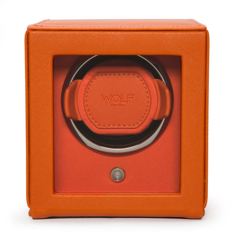 Wolf Design Cub Single Watch Winder with Cover (Orange)