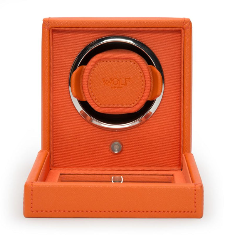 Wolf Design Cub Single Watch Winder with Cover (Orange)