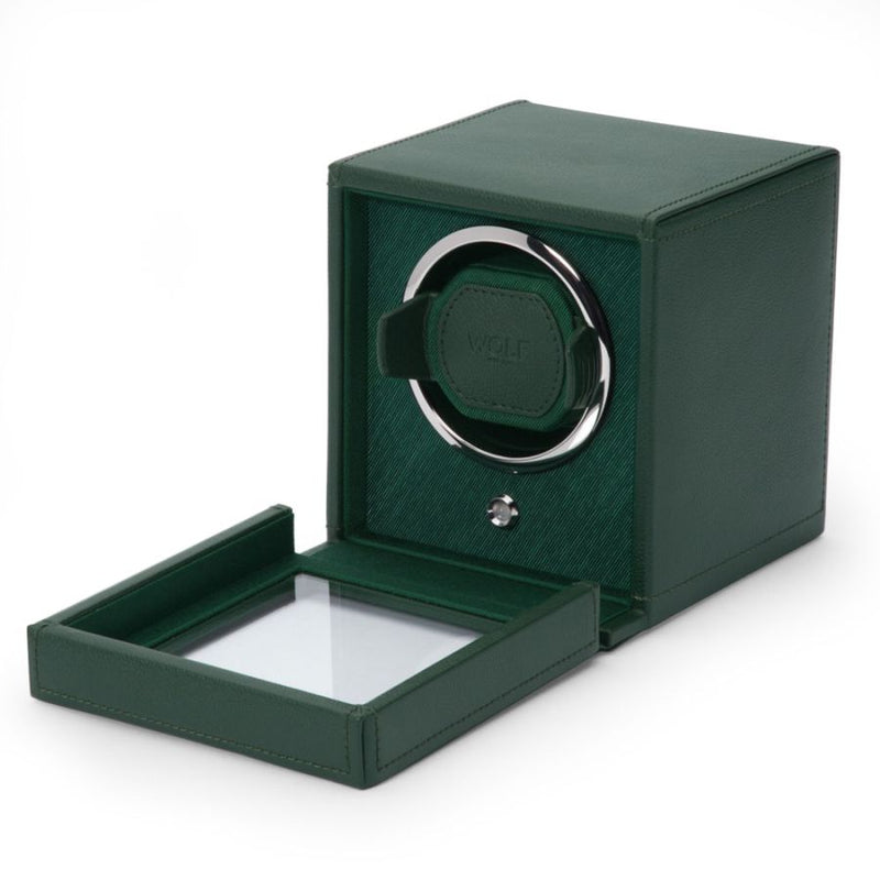 Wolf Design Cub Single Watch Winder with Cover (Green)