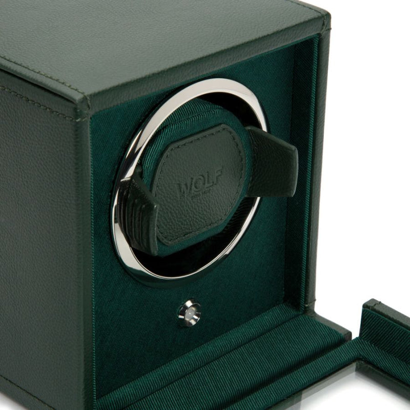 Wolf Design Cub Single Watch Winder with Cover (Green)