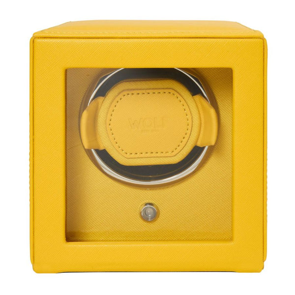 Wolf Design Cub Single Watch Winder with Cover (Yellow)