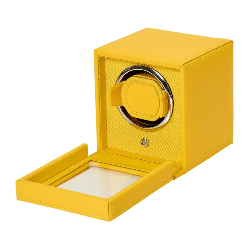 Wolf Design Cub Single Watch Winder with Cover (Yellow)