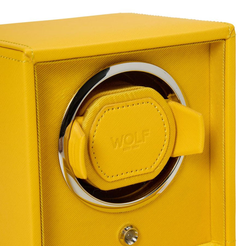 Wolf Design Cub Single Watch Winder with Cover (Yellow)