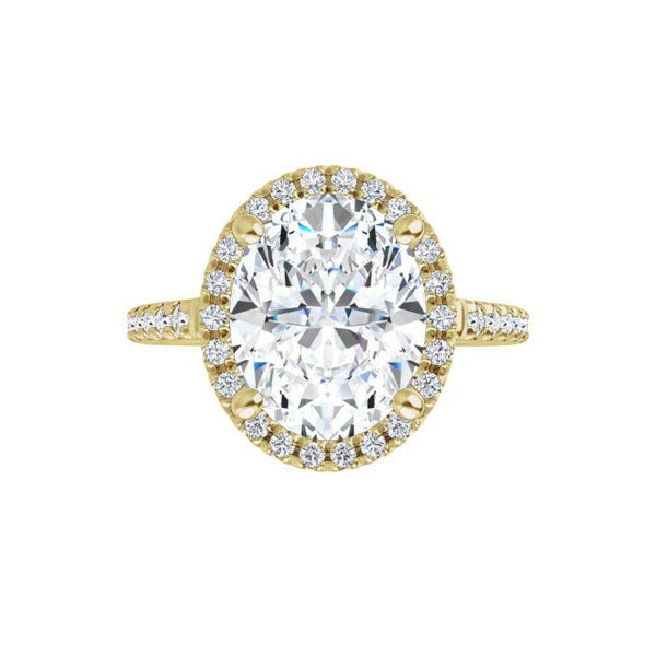 14K Yellow Oval French Set Engagement Ring