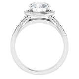 14K White Round Engagement Ring