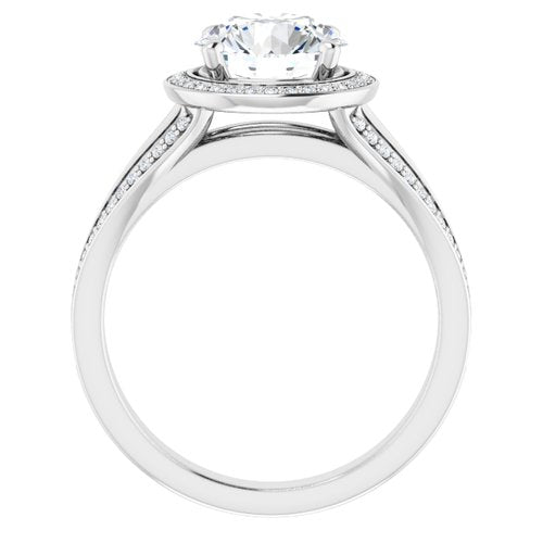 14K White Round Engagement Ring