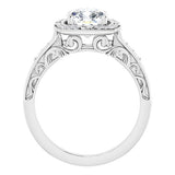 14K White Cushion Halo-Style Engagement Ring