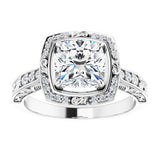 14K White Cushion Halo-Style Engagement Ring