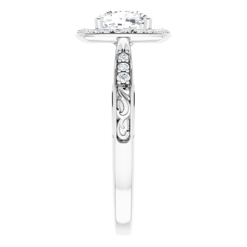 14K White Cushion Halo-Style Engagement Ring