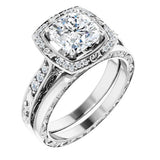 14K White Cushion Halo-Style Engagement Ring