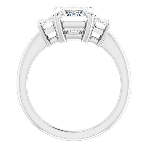 14K White Emerald Engagement Ring