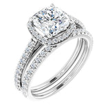 14K White Cushion Engagement Ring