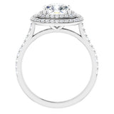 14K White Cushion Engagement Ring