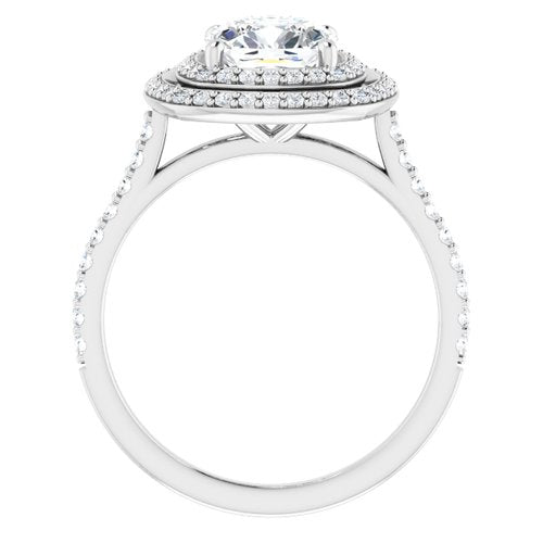 14K White Cushion Engagement Ring