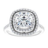 14K White Cushion Engagement Ring