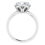 14K White Round Engagement Ring