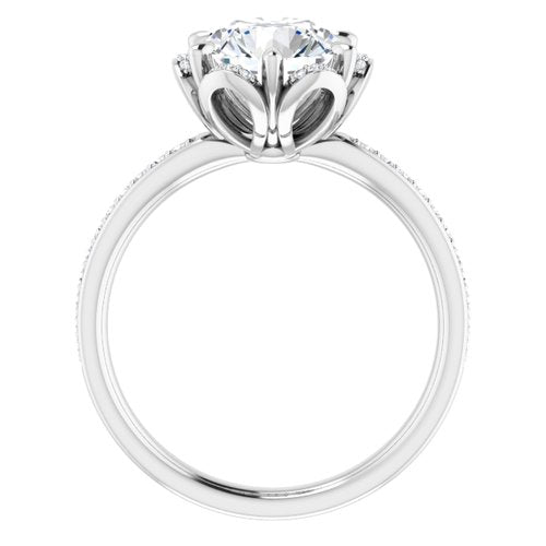 14K White Round Engagement Ring