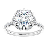 14K White Round Engagement Ring