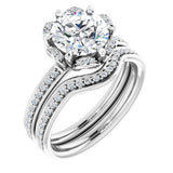 14K White Round Engagement Ring