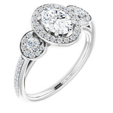 14K White Oval Engagement Ring