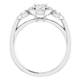 14K White Oval Engagement Ring