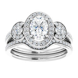 14K White Oval Engagement Ring