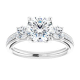 14K White Round Engagement Ring