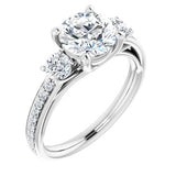 14K White Round Engagement Ring