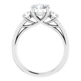 14K White Round Engagement Ring