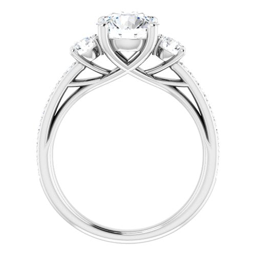 14K White Round Engagement Ring